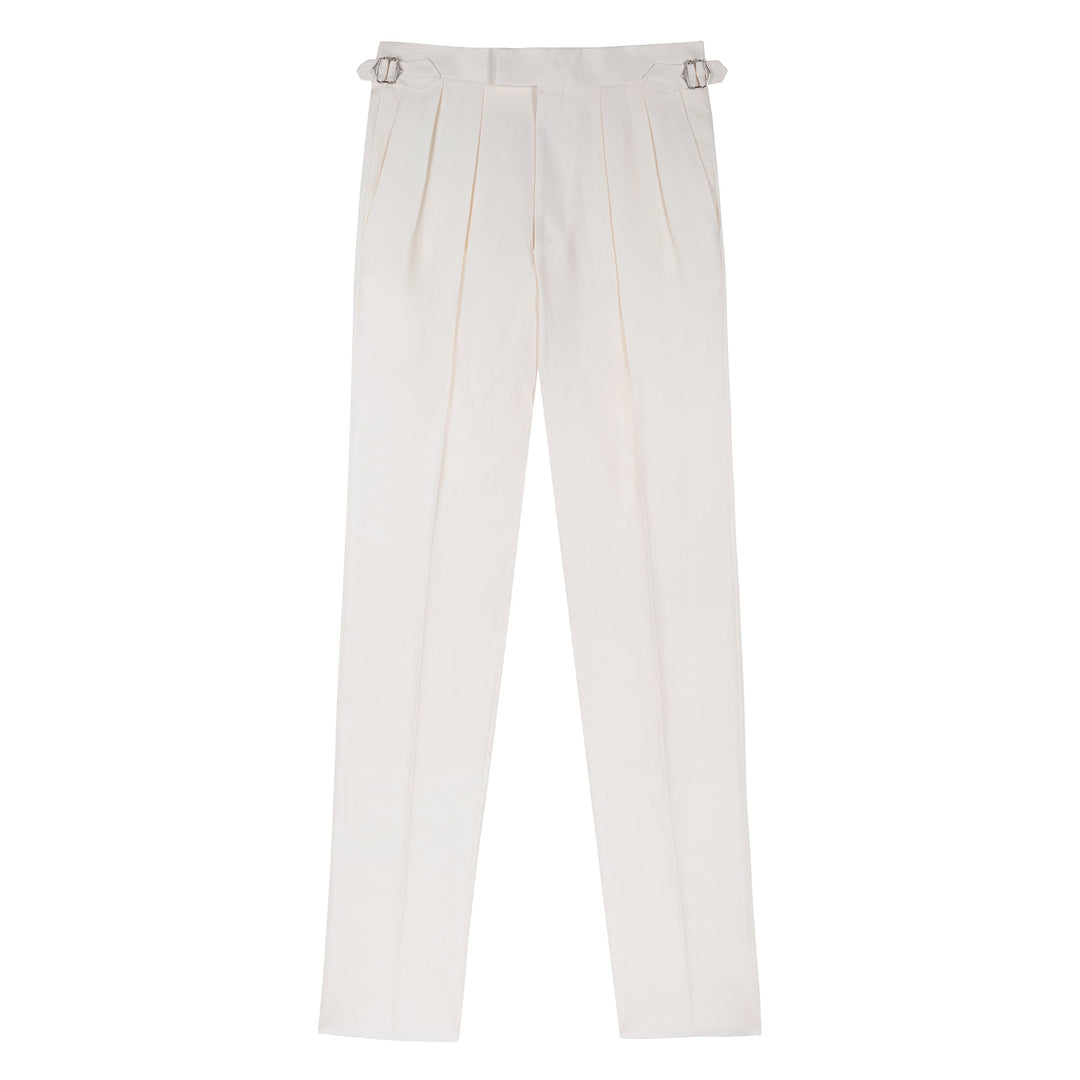 Grant Off-White Linen Trousers-Kit Blake-Savile Row Inspired