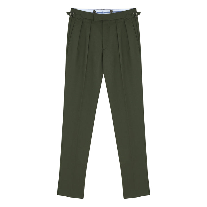 Grant Olive Heavy Cotton Twill Trousers-Grant-Kit Blake-Savile Row Trousers