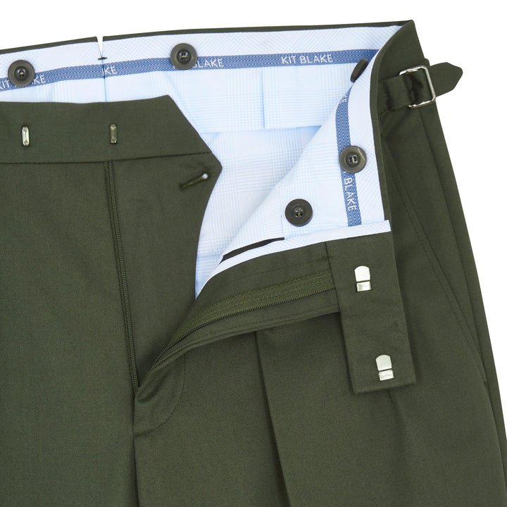 Grant Olive Heavy Cotton Twill Trousers-Grant-Kit Blake-Savile Row Trousers