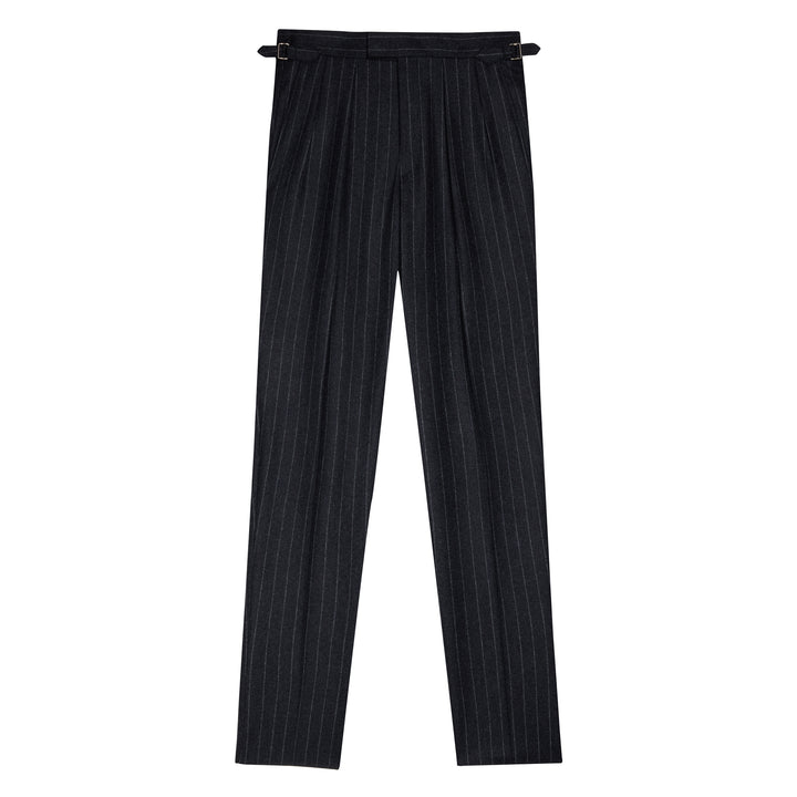 Grant Dark Grey Chalkstripe Wool Flannel