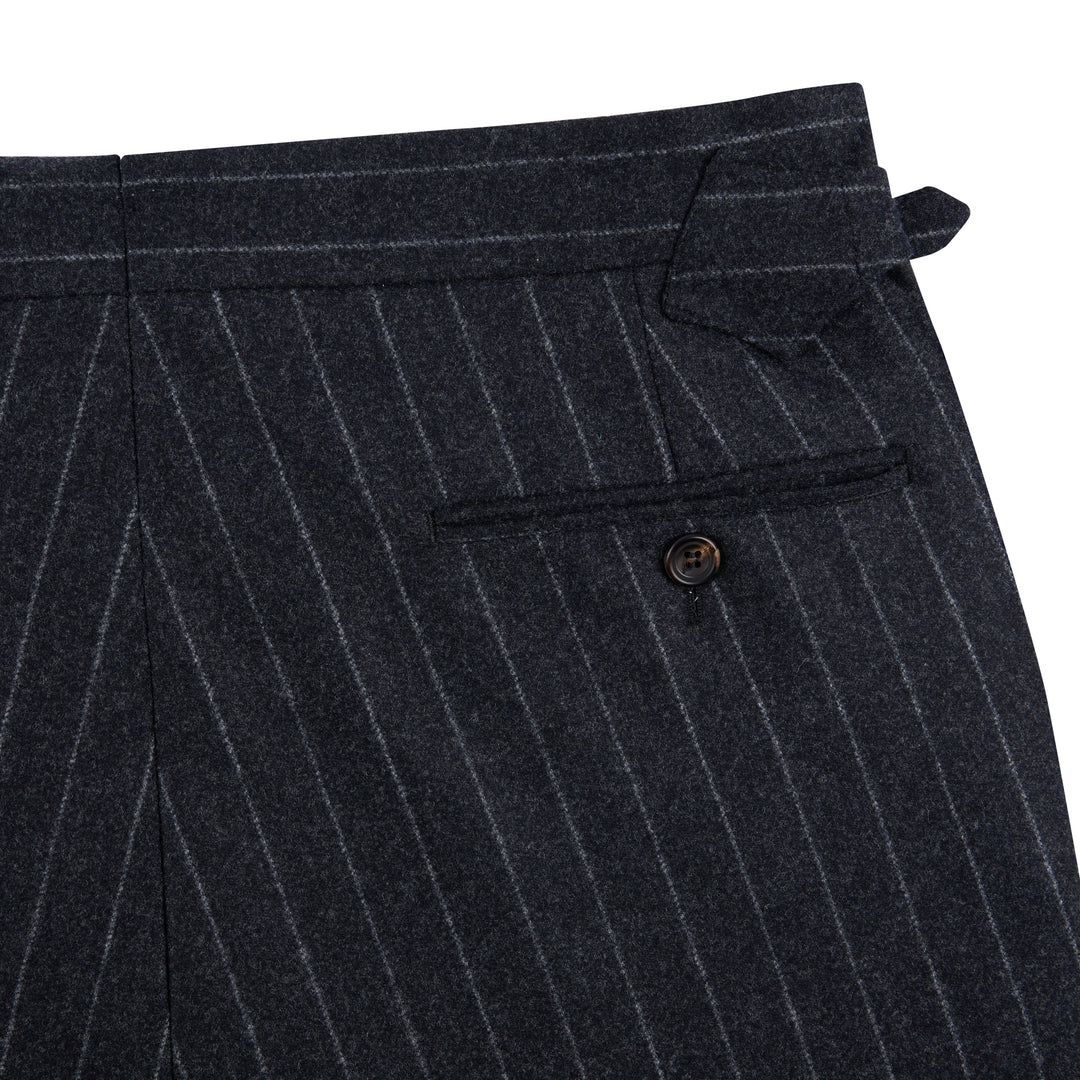 Grant Dark Grey Chalkstripe Wool Flannel