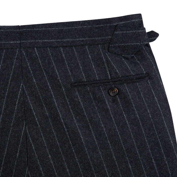Grant Dark Grey Chalkstripe Wool Flannel