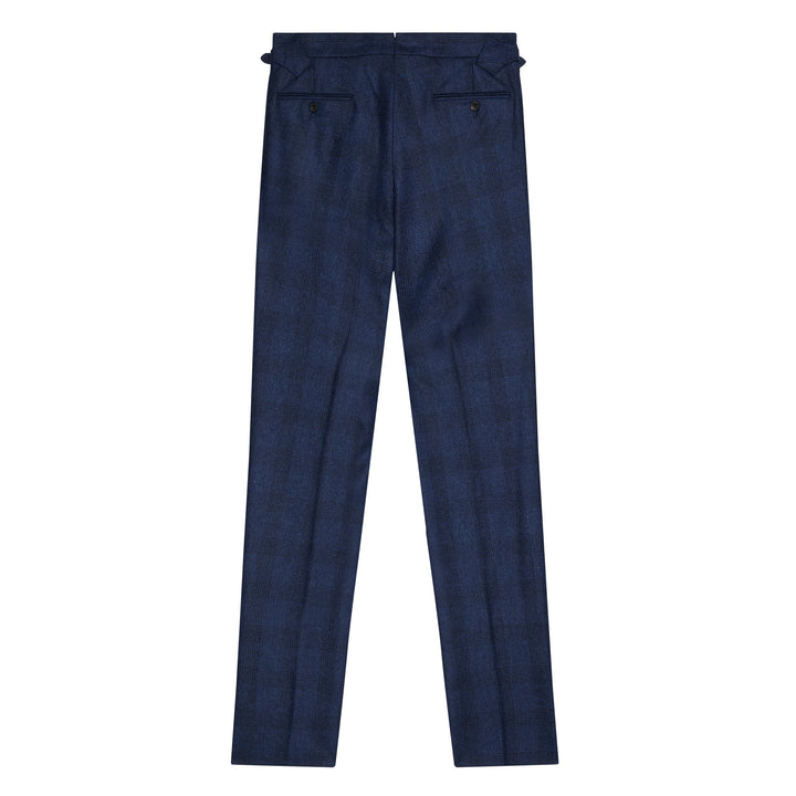 Grant Navy Check Wool Flannel Trousers