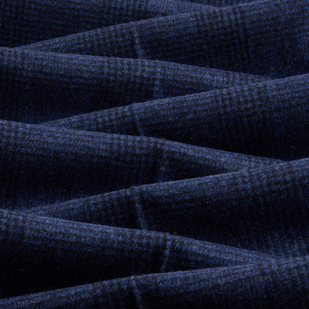 Grant Navy Check Wool Flannel Trousers
