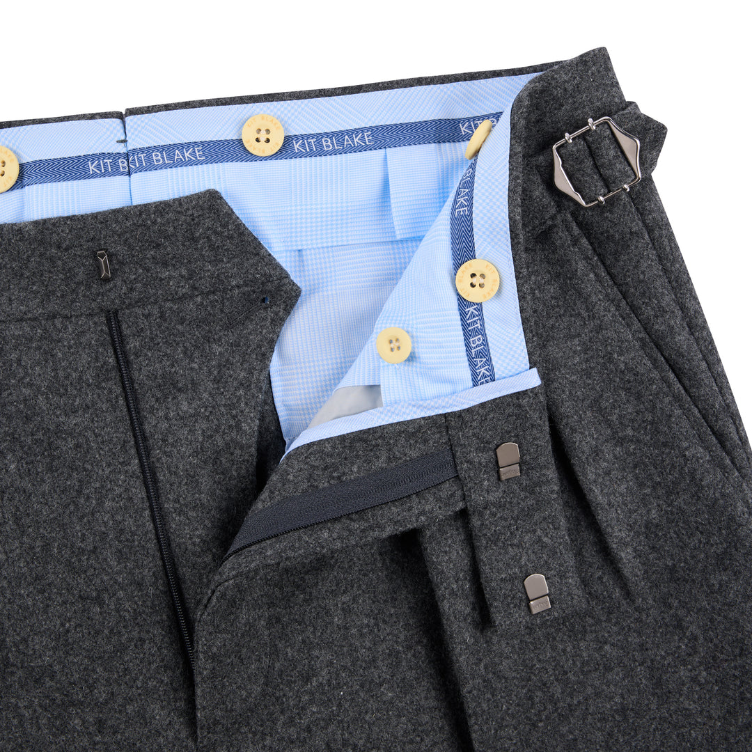 Grant Heavyweight Mid-Grey Wool Flannel Trousers
