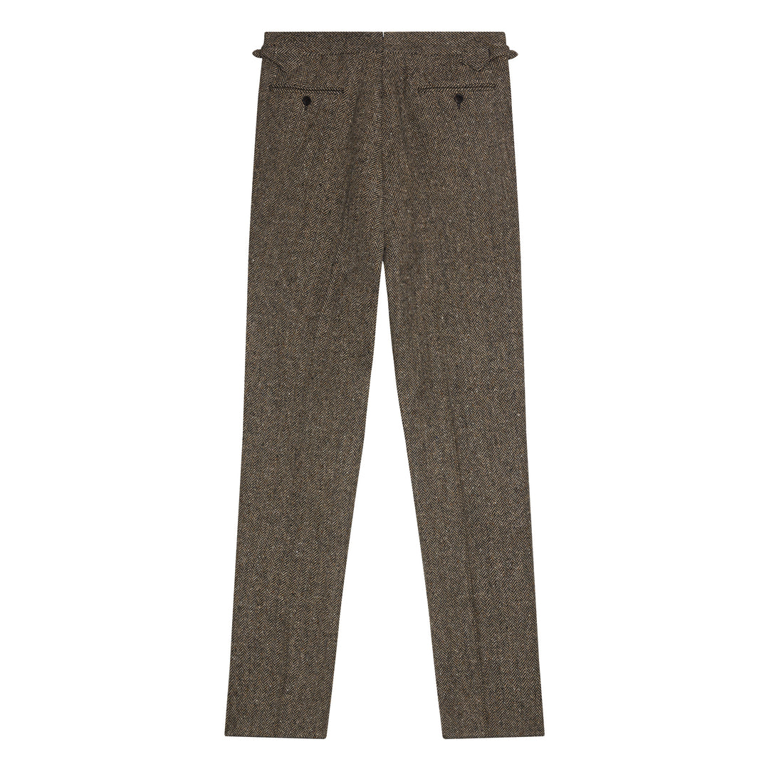 Grant Brown Herringbone Wool Tweed Trousers