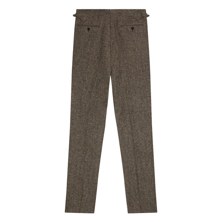 Grant Brown Herringbone Wool Tweed Trousers
