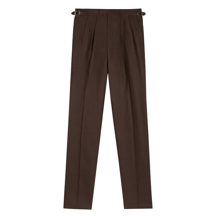 Grant Dark Brown Linen Trousers