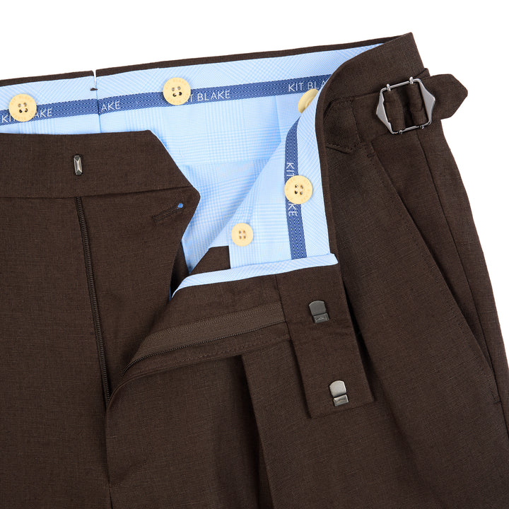 Grant Dark Brown Linen Trousers