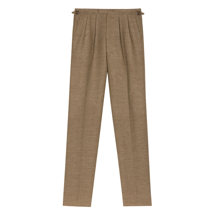 Grant Brown Linen And Fresco Wool Trousers