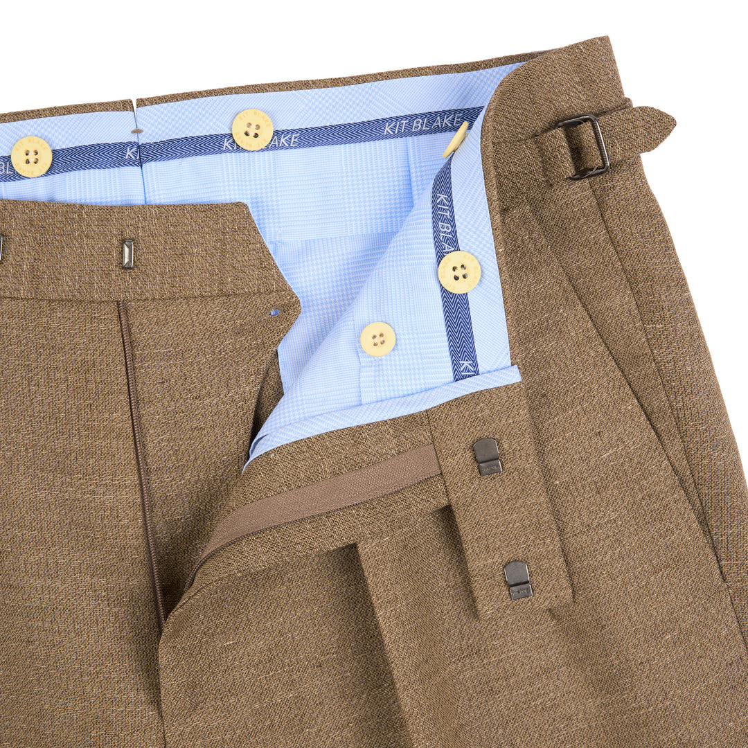 Grant Brown Linen And Fresco Wool Trousers