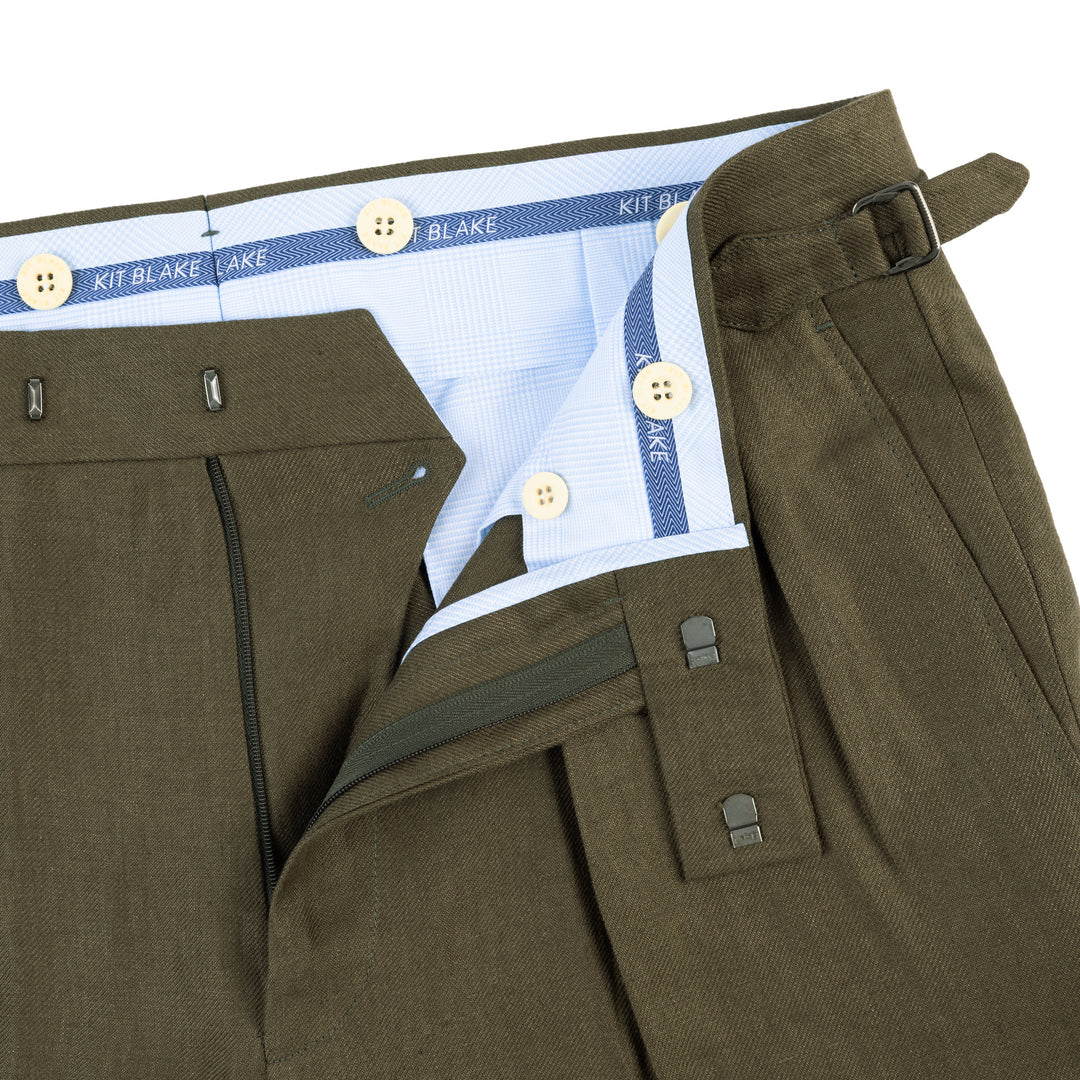 Grant Olive Maison Hellard & Permanent Style Linen Trousers