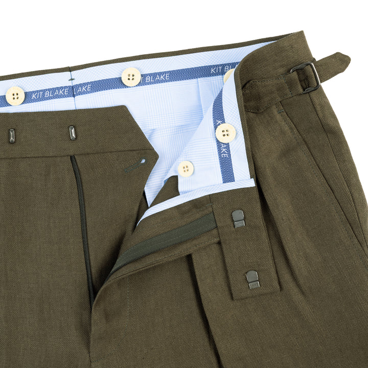 Grant Olive Maison Hellard & Permanent Style Linen Trousers