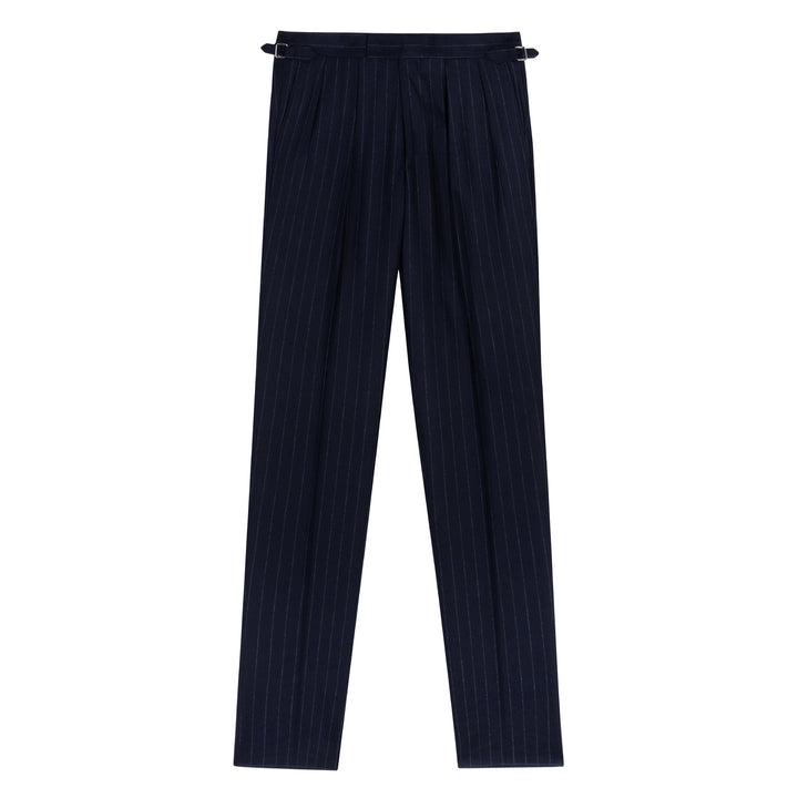 Grant Navy Chalkstripe Wool Flannel Trousers