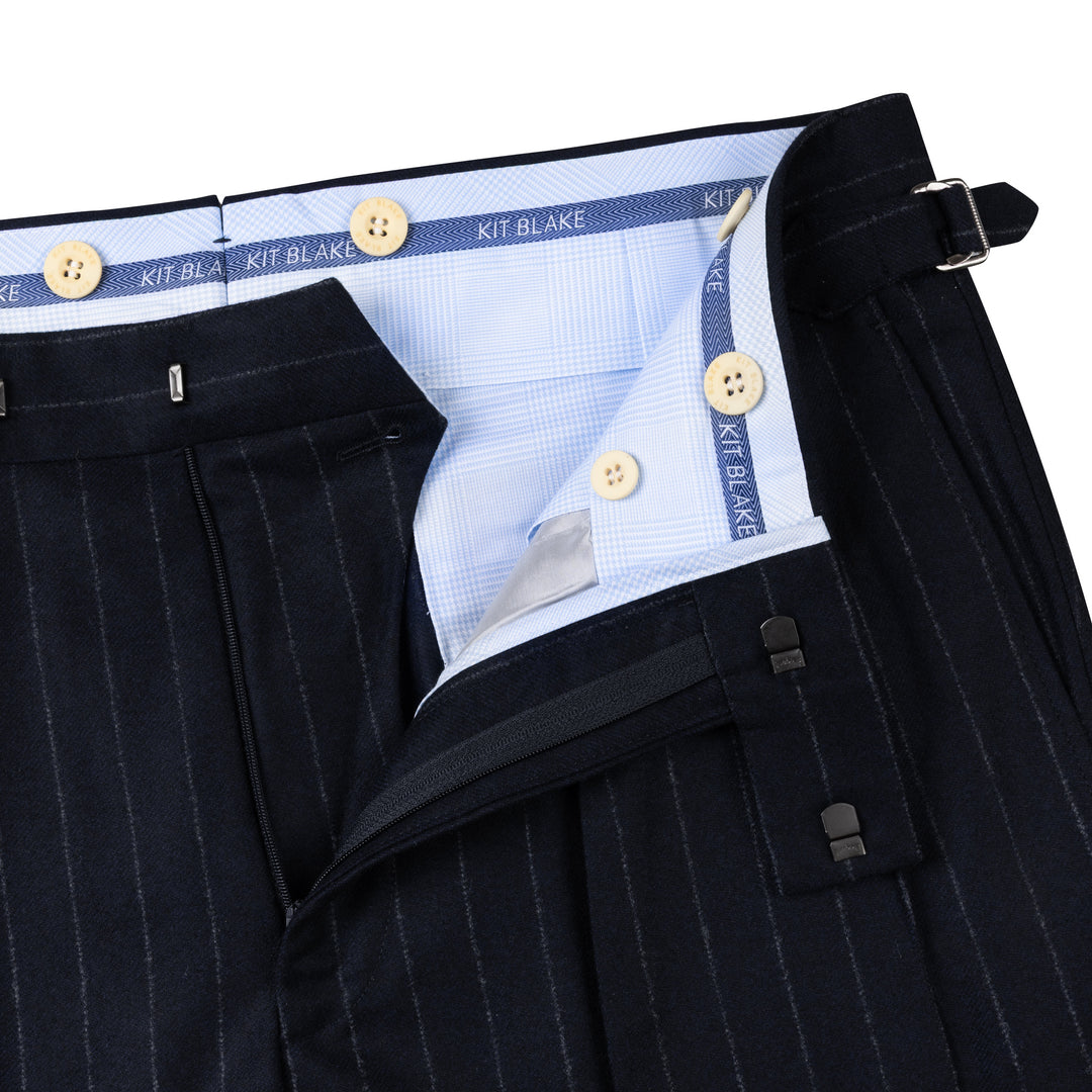 Grant Navy Chalkstripe Wool Flannel Trousers
