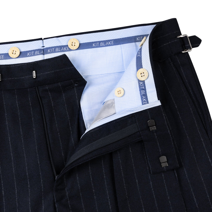 Grant Navy Chalkstripe Wool Flannel Trousers