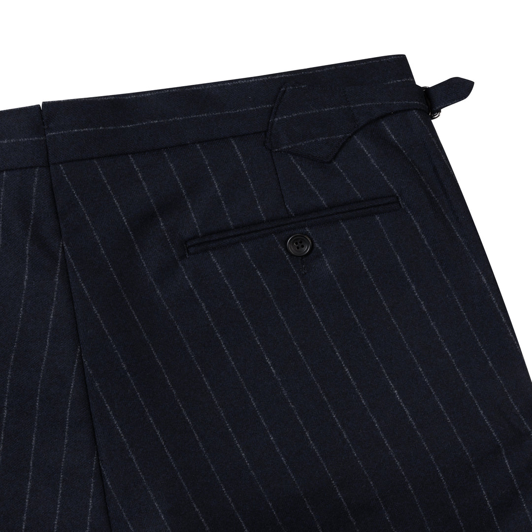 Grant Navy Chalkstripe Wool Flannel Trousers