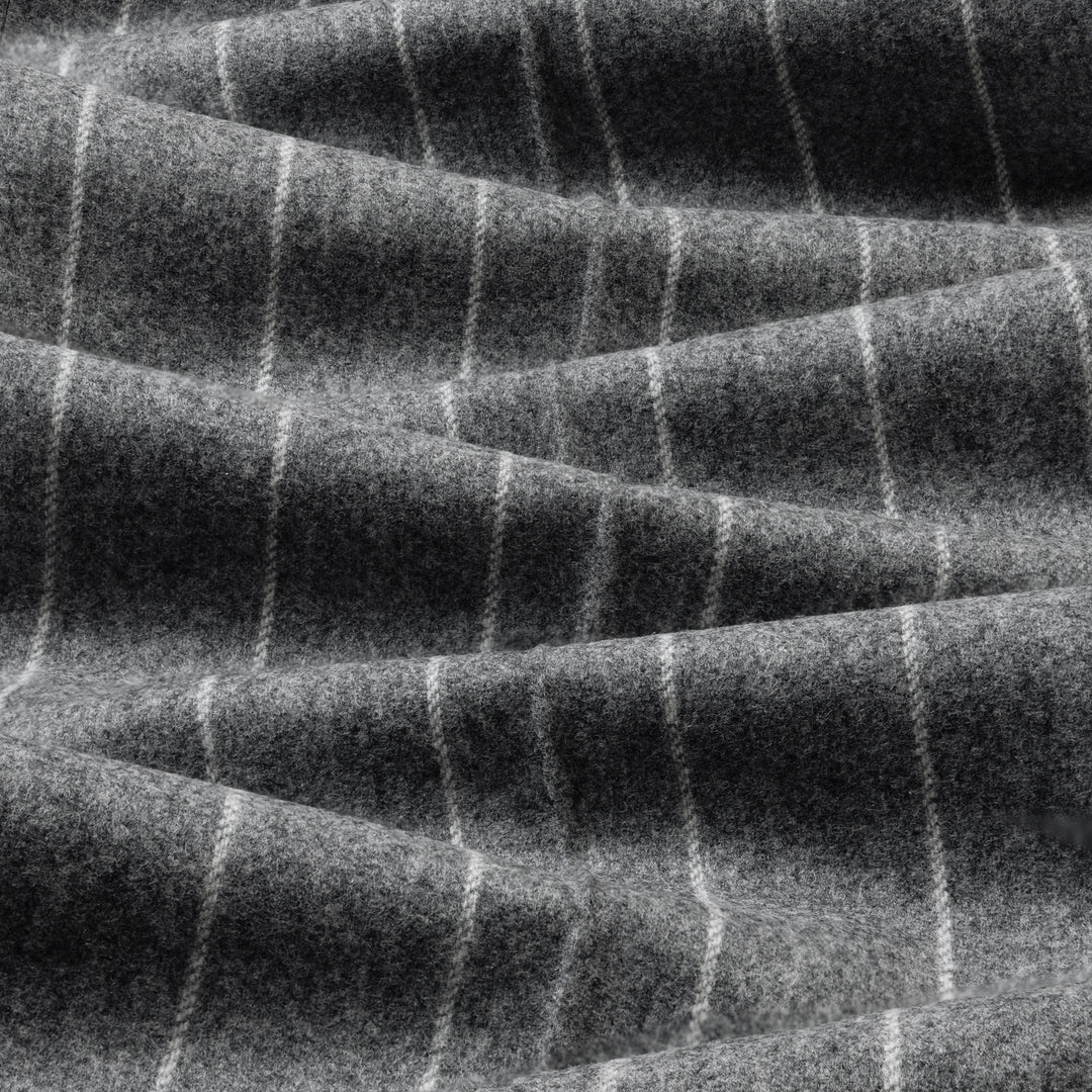 Grant Mid-Grey Wide Chalkstripe Wool Flannel Trousers