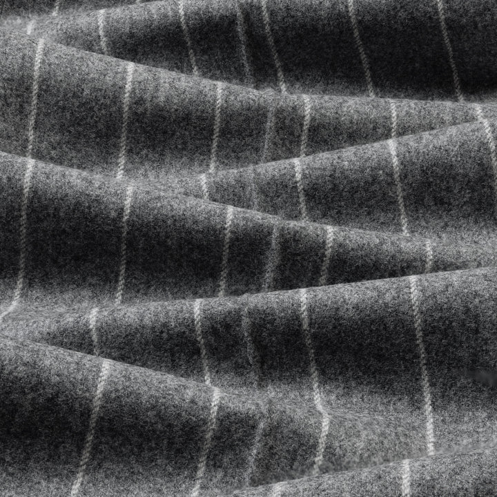 Grant Mid-Grey Wide Chalkstripe Wool Flannel Trousers