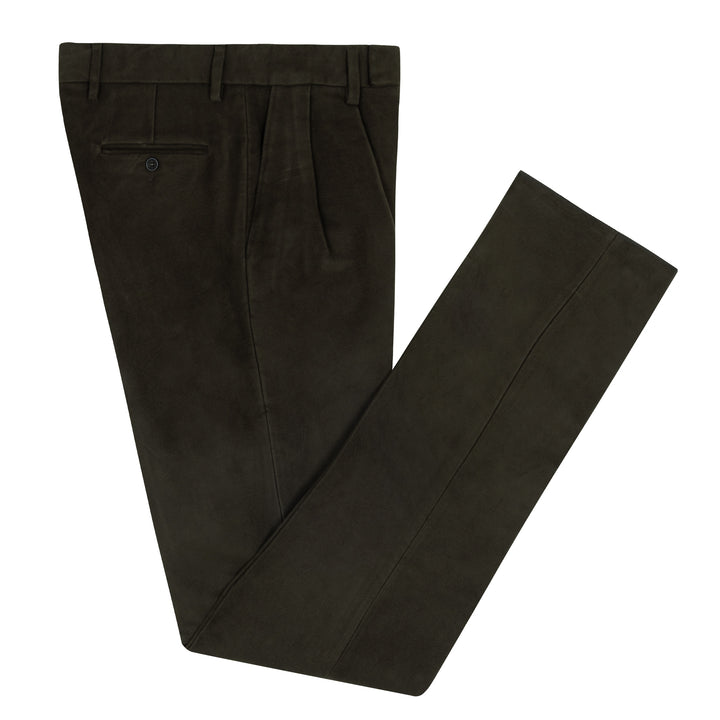 Grant Dark Brown Cotton Moleskin Trousers