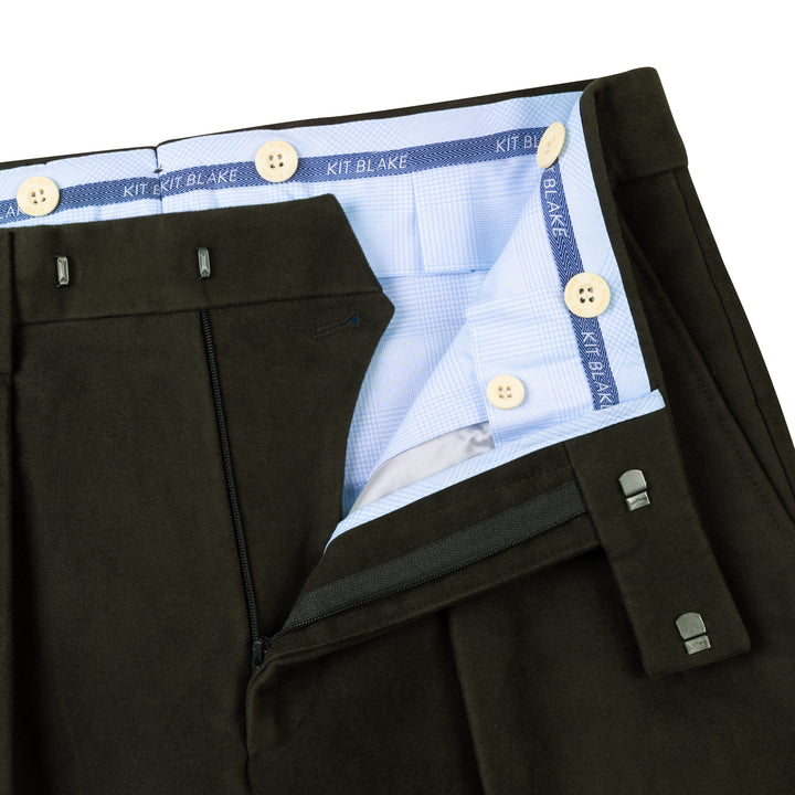 Grant Dark Brown Cotton Moleskin Trousers
