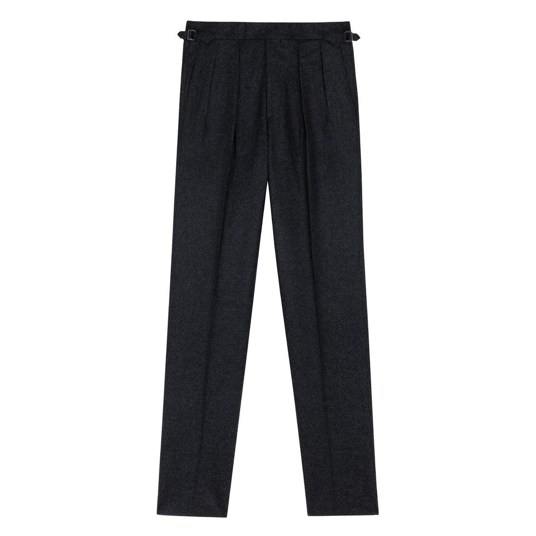 Grant Charcoal Fox Brothers Wool Flannel Trousers