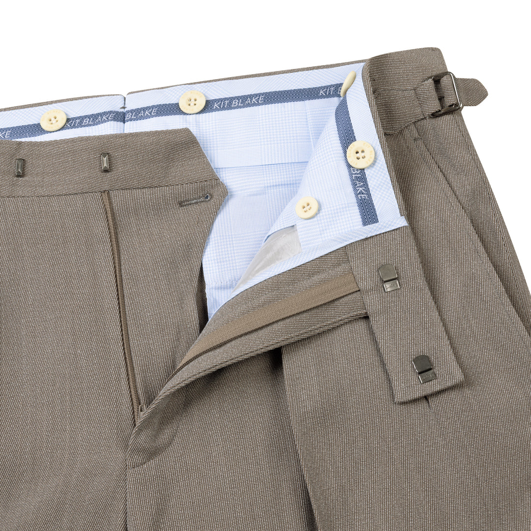 Grant Light Brown Whipcord Wool Trousers