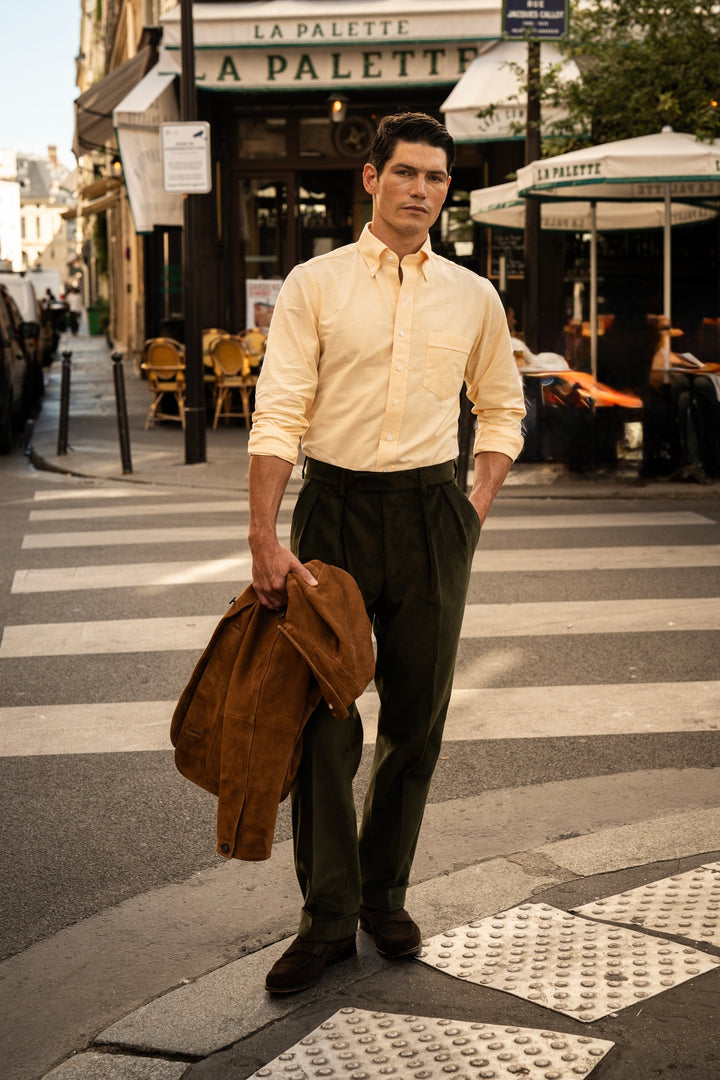 Aleks Dark Olive Cotton Corduroy Trousers