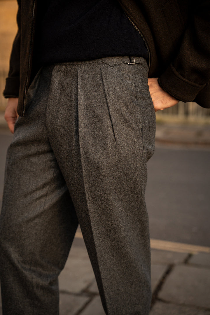 Grant Dark Grey Wool Flannel Trousers