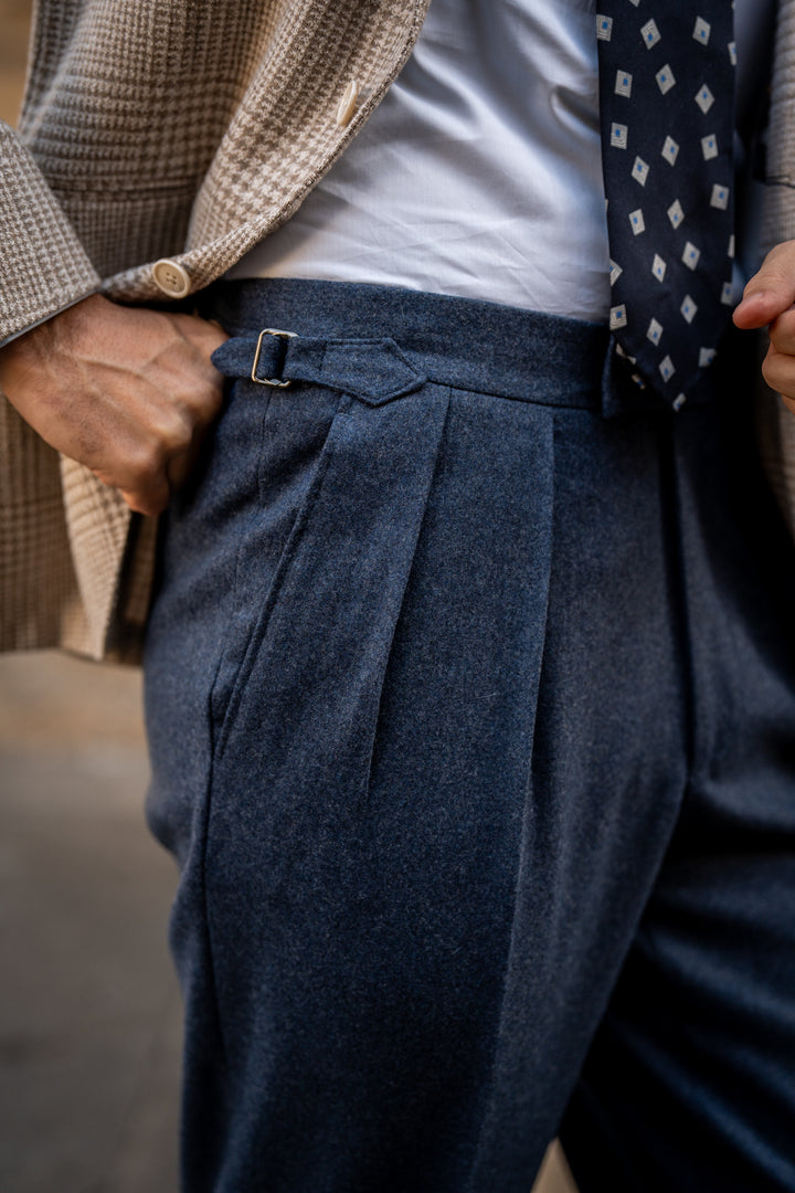 Grant Navy Wool Flannel Trousers
