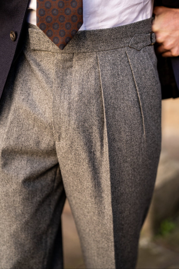 Grant Mid Grey Wool Flannel Trousers