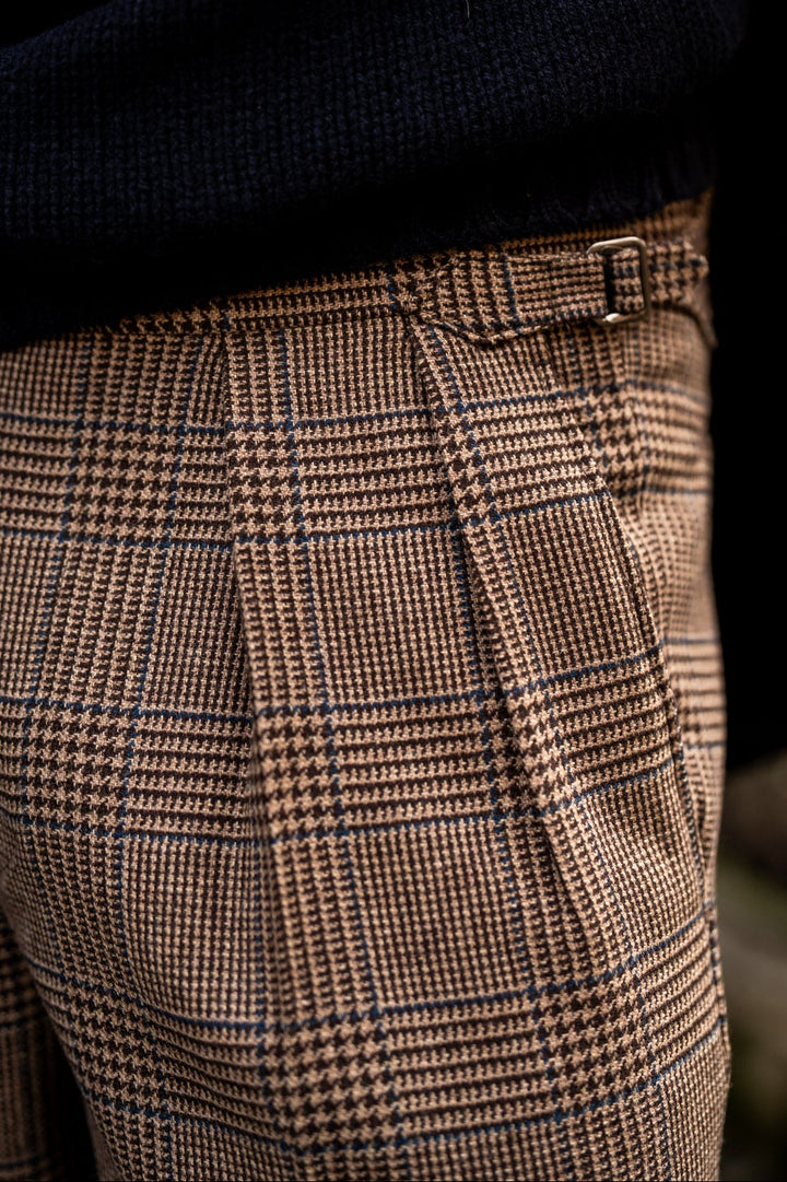 Aleks Brown Check Wool Tweed Trousers