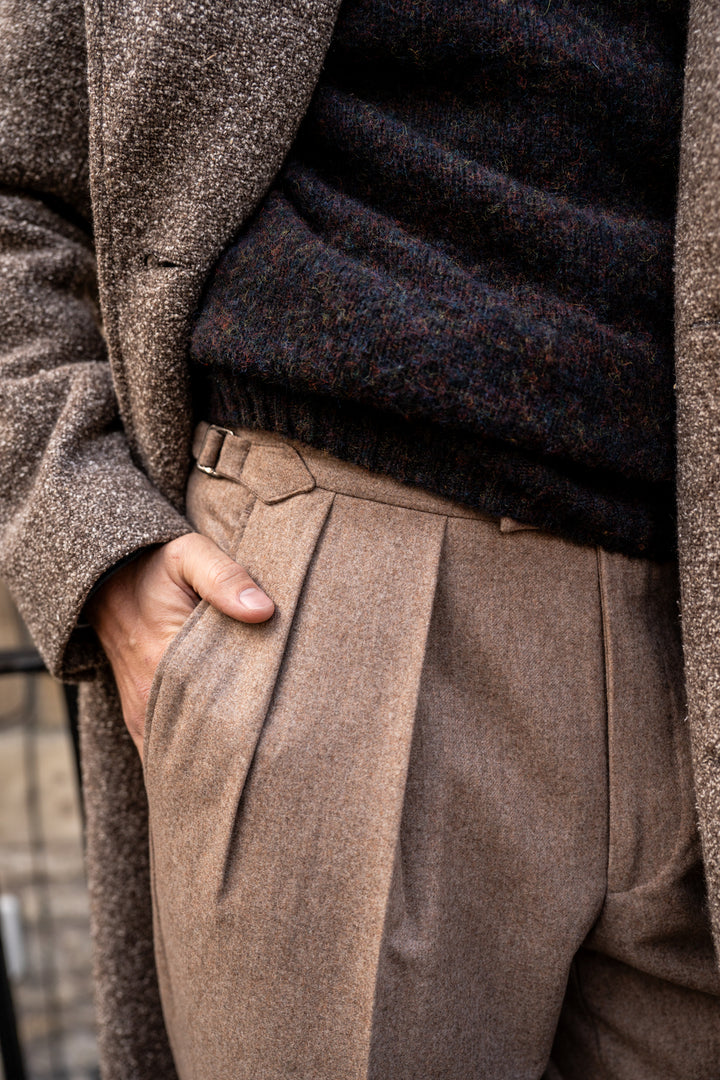 Aleks Fawn Wool Flannel Trousers