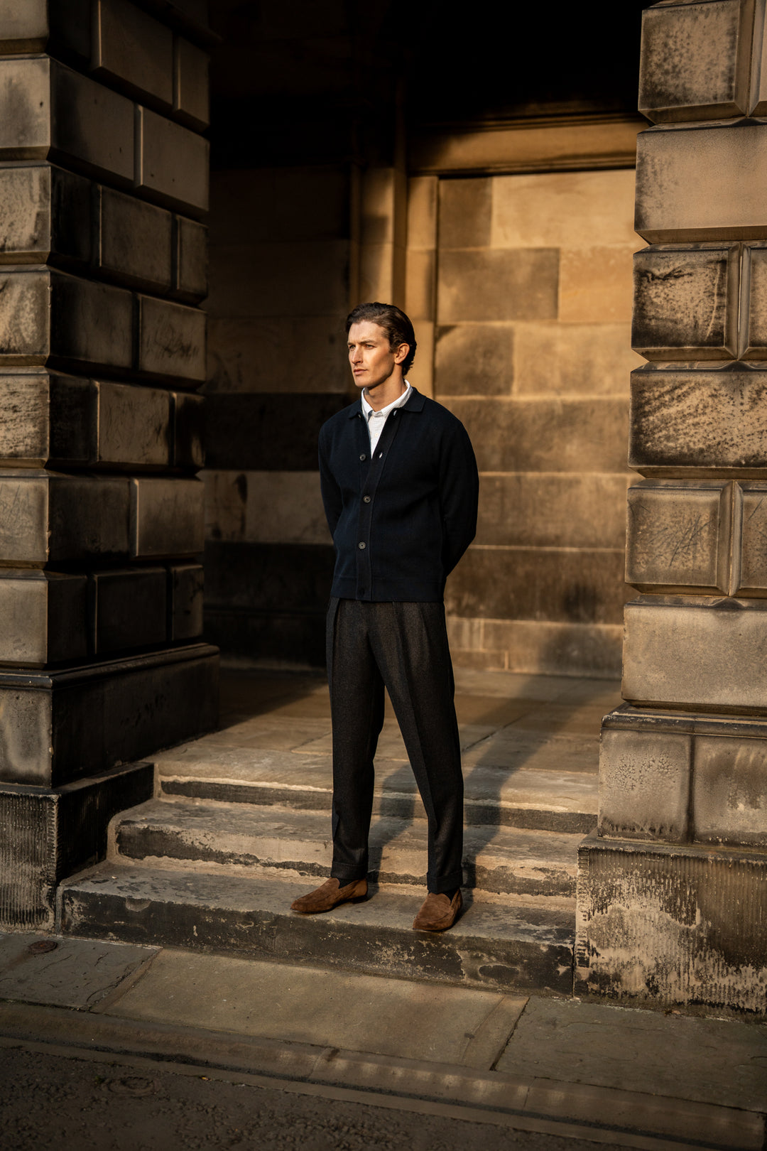 Grant Charcoal Wool Flannel Trousers