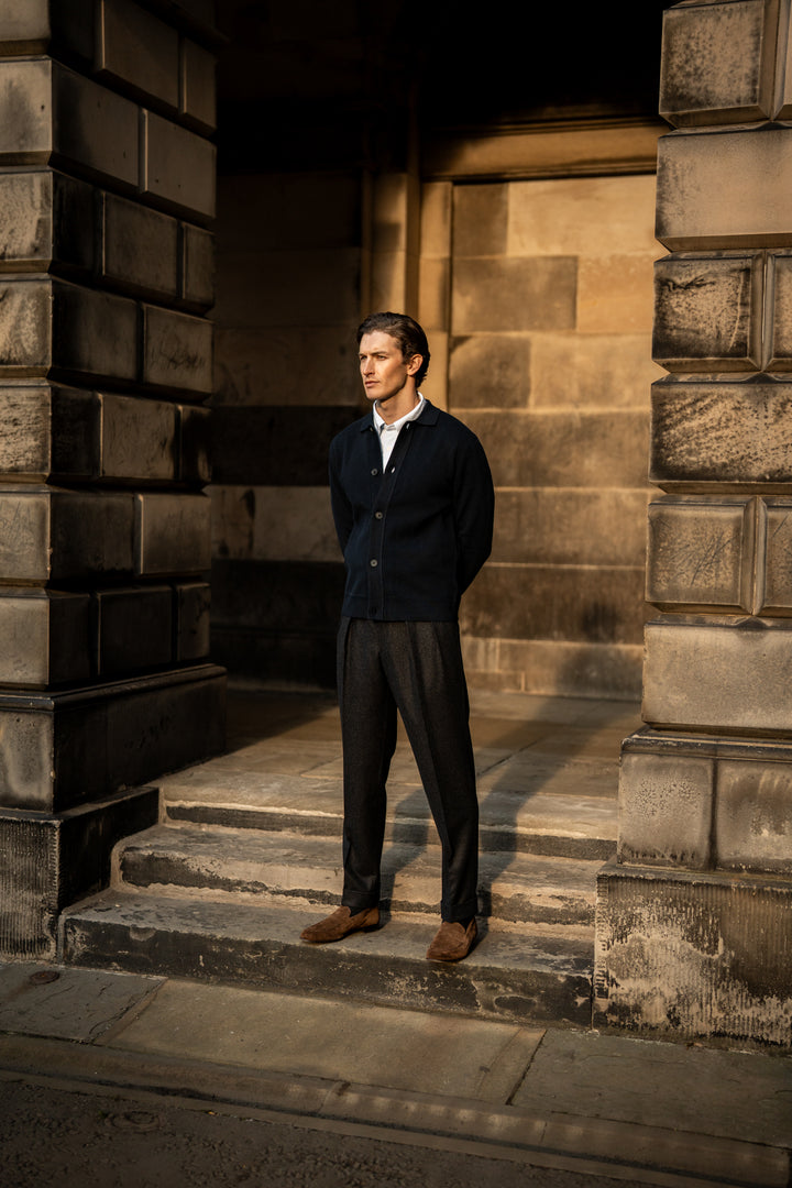 Grant Charcoal Wool Flannel Trousers