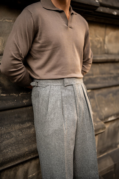 Aleks Mid Grey Wool Flannel Trousers Kit Blake Aleks Mid Grey Wool Flannel Trousers Kit Blake