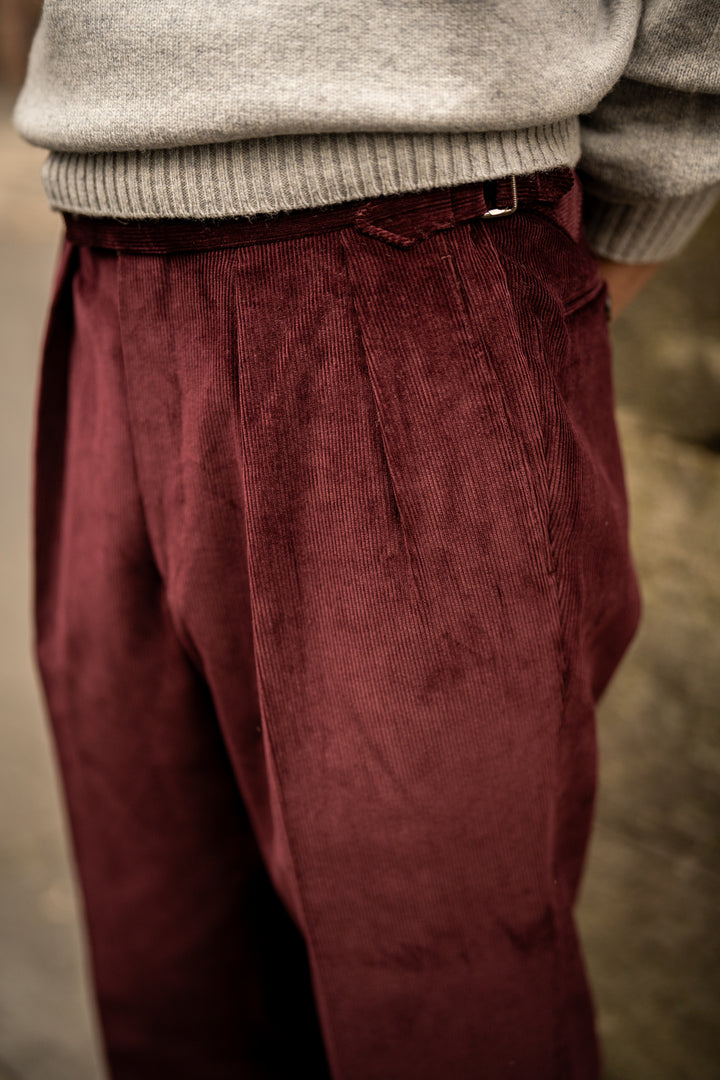 Grant Plum Cotton Corduroy Trousers