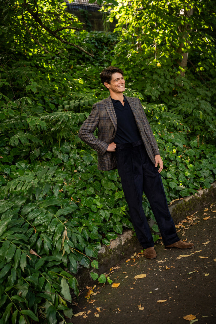 Aleks Navy Cotton Corduroy Trousers