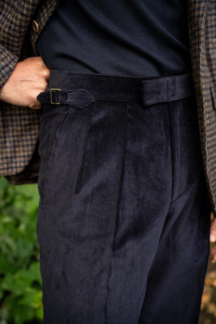 Aleks Navy Cotton Corduroy Trousers