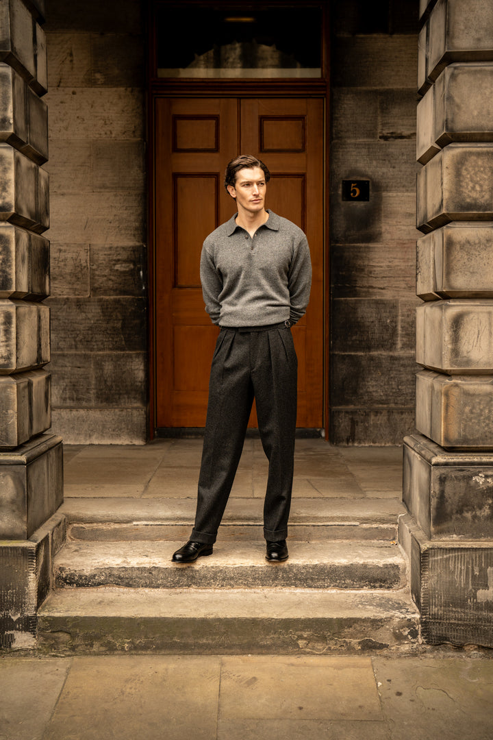Aleks Heavyweight Charcoal Wool Flannel Trousers