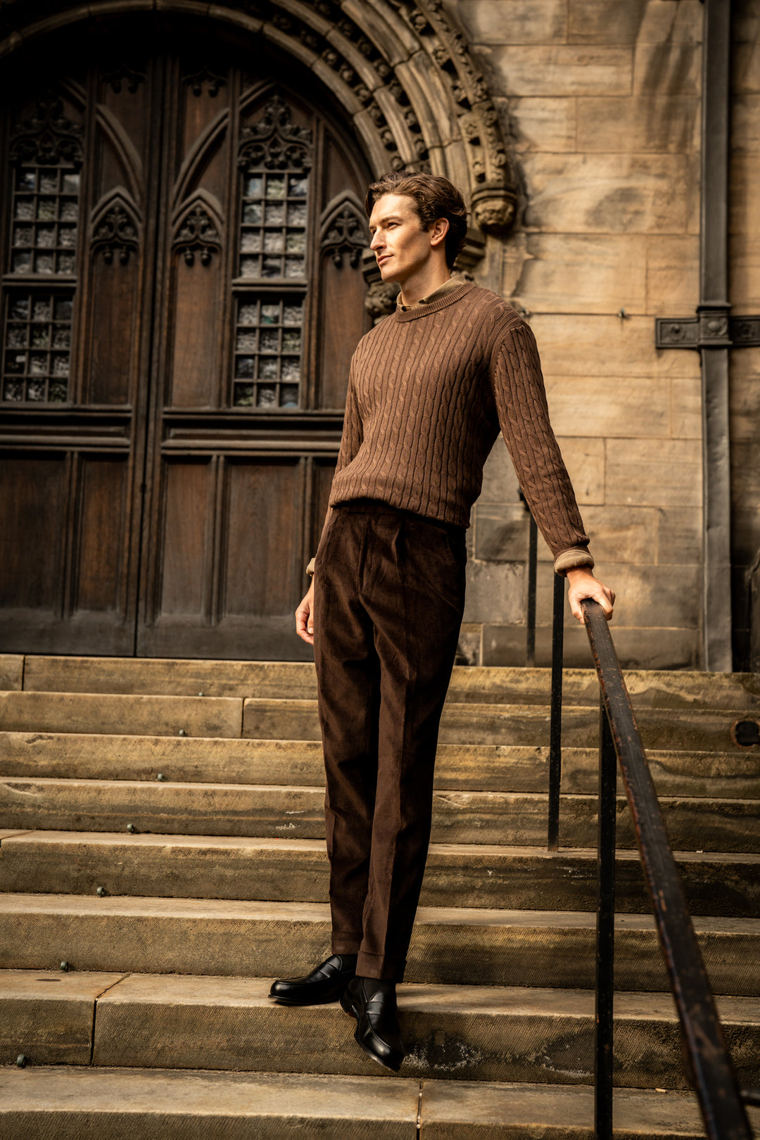 Delon Brown Cotton Corduroy Trousers