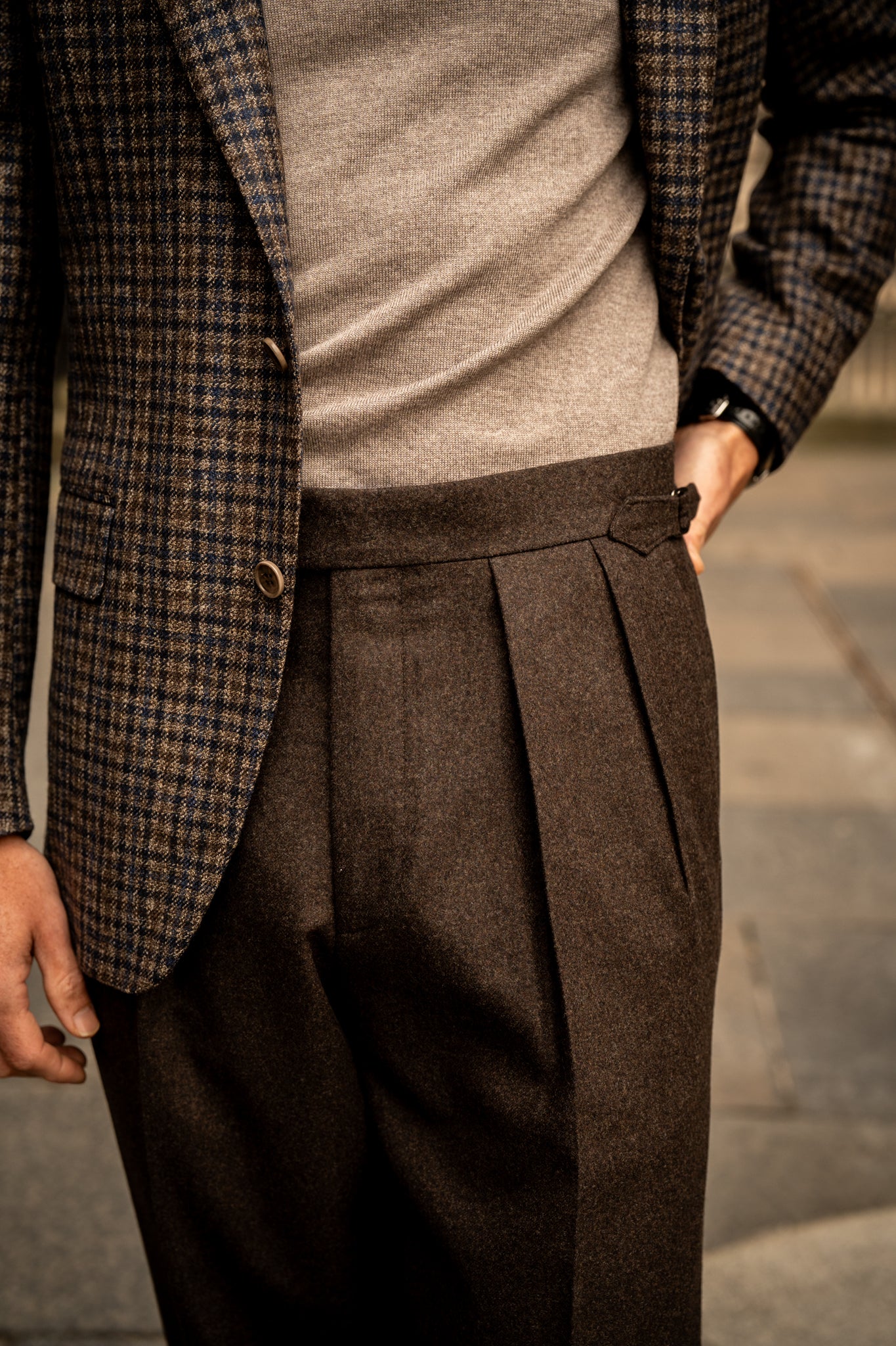 Aleks Brown Wool Flannel Trousers – Kit Blake