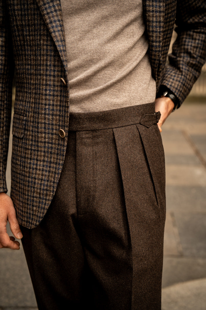 Aleks Brown Wool Flannel Trousers
