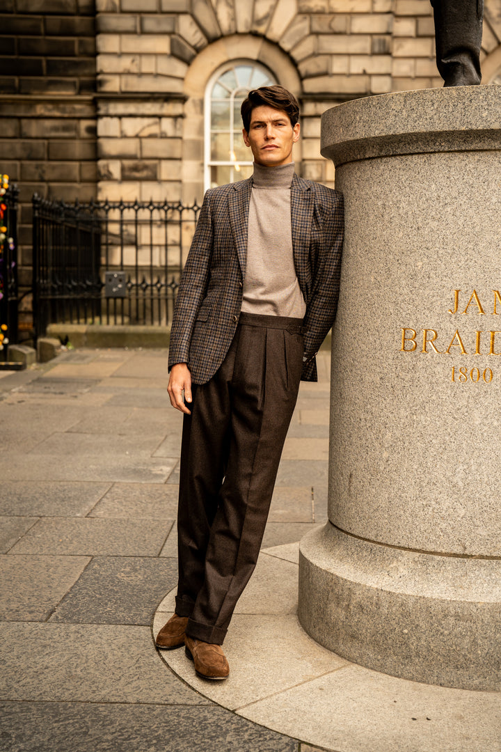 Aleks Brown Wool Flannel Trousers