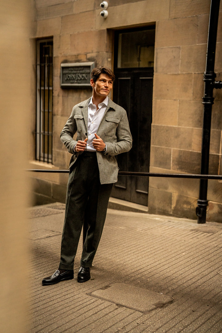 Grant Green Wool Flannel Trousers