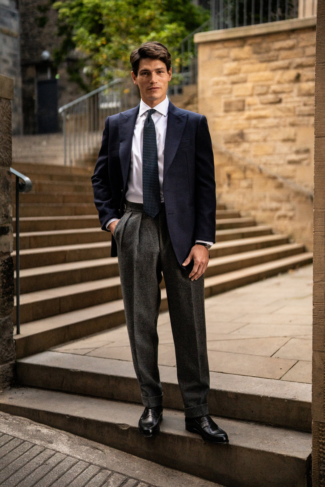 Grant Heavyweight Mid-Grey Wool Flannel Trousers