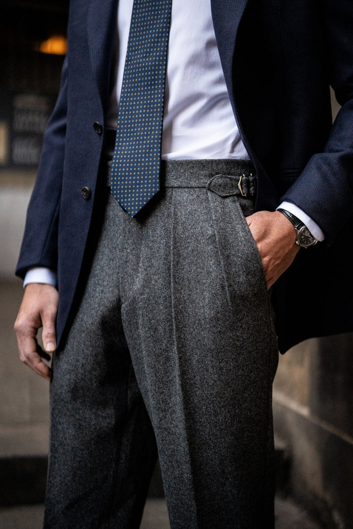Grant Heavyweight Mid-Grey Wool Flannel Trousers