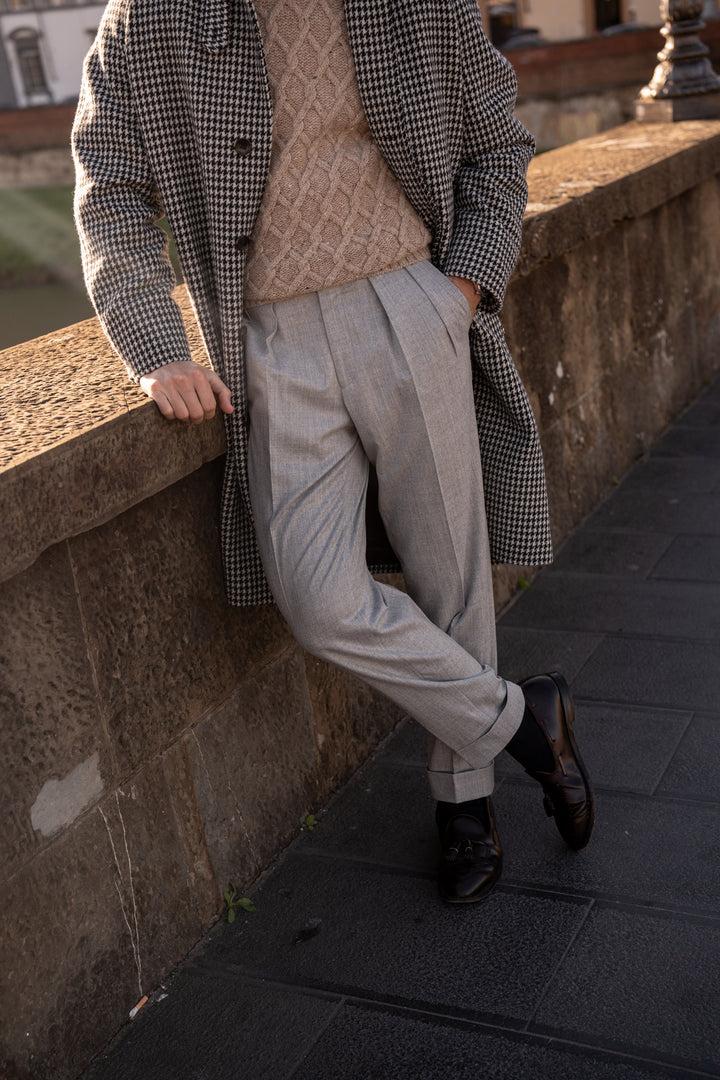Grant Light Grey Wool Flannel Trousers