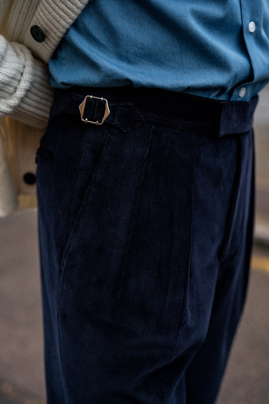 Grant Navy Cotton Corduroy Trousers