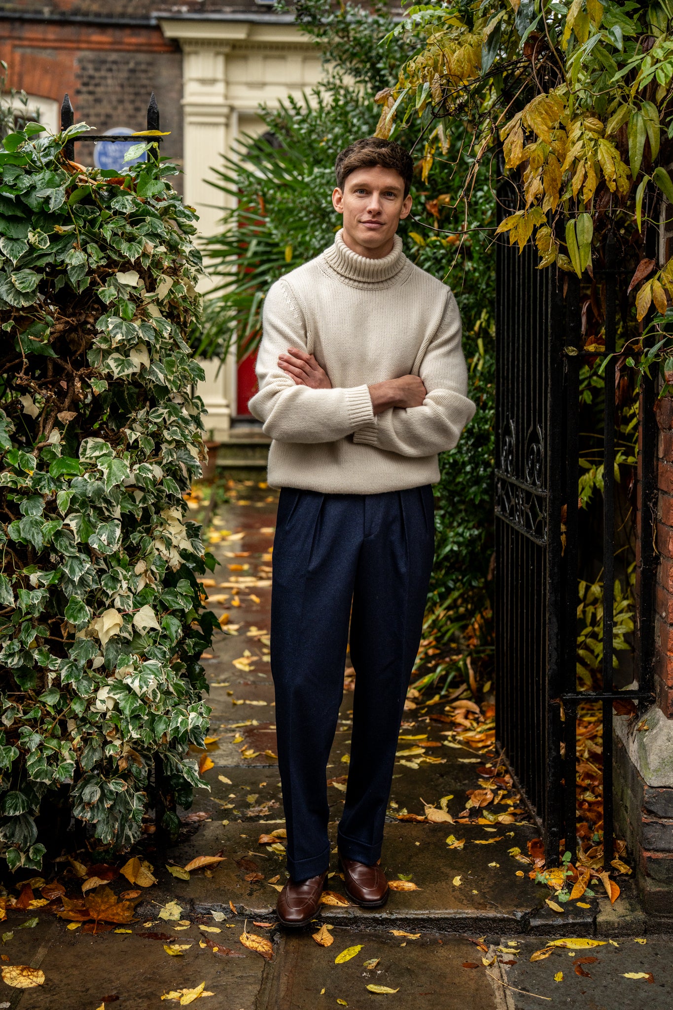 Aleks Navy Wool Flannel Trousers – Kit Blake